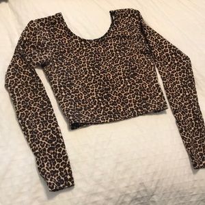 American Apparel Cheetah Long Sleeve Crop Top